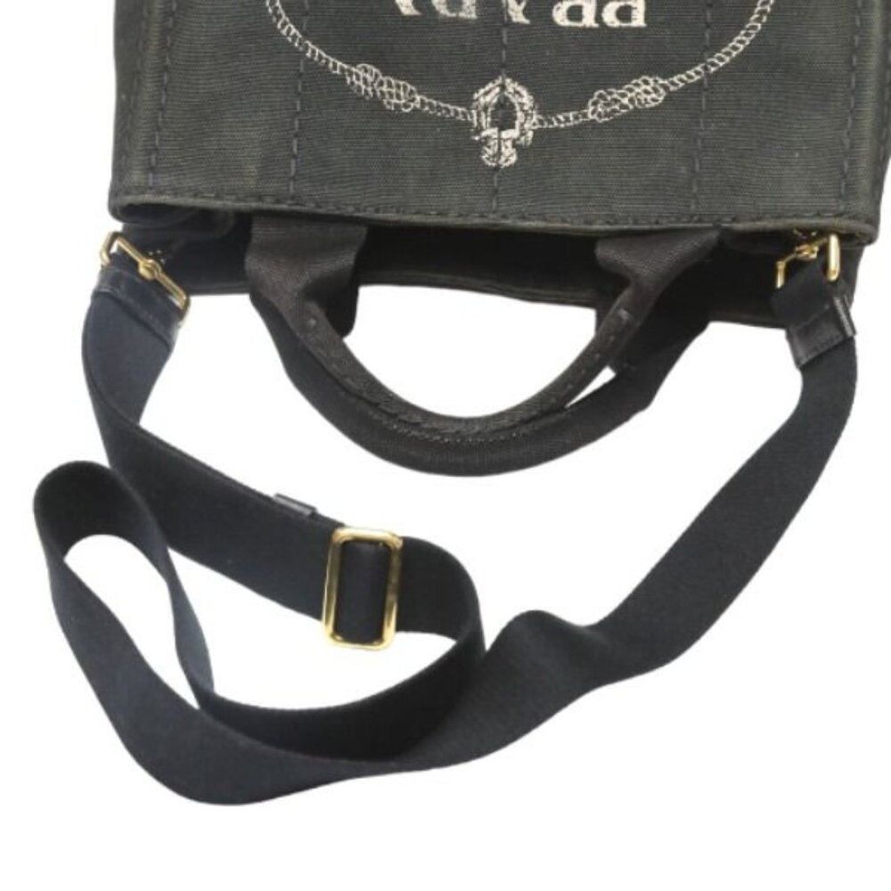 Prada 1 Bg439 Tote Bag Canapa Mini Tote Bag Black - Picture 14 of 15